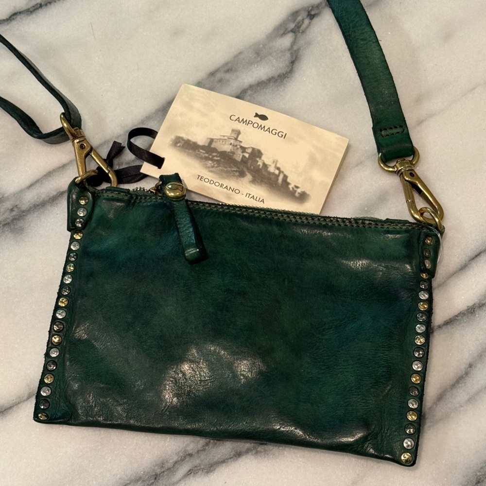 Campomaggi Green Studded Leather Crossbody